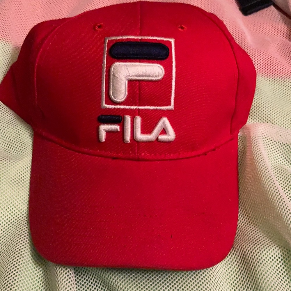 Red fila hat